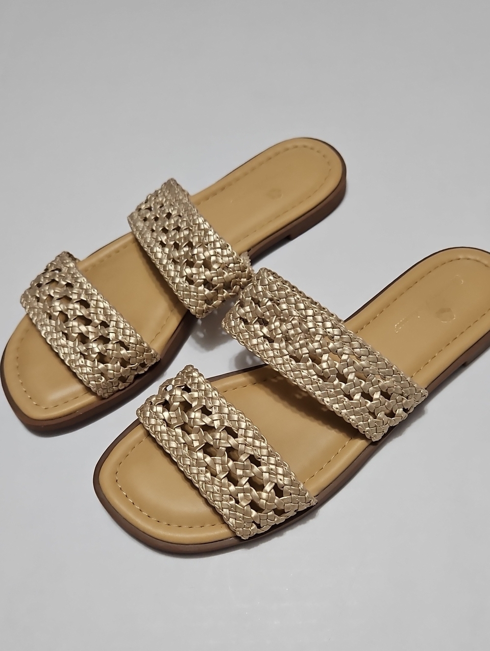 Tommy Bahama Metallic Gold Woven Double-Strap Slide Sandals Size 8M